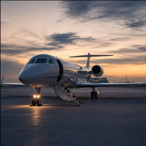 Private business jet prepared for an executive journey